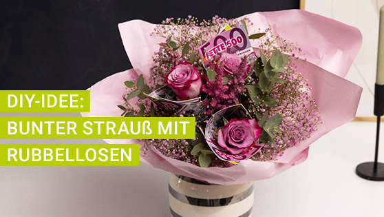 Foto des Blumenstraußes mit Rosen und Rubbellosen von Dennis Mätzig 