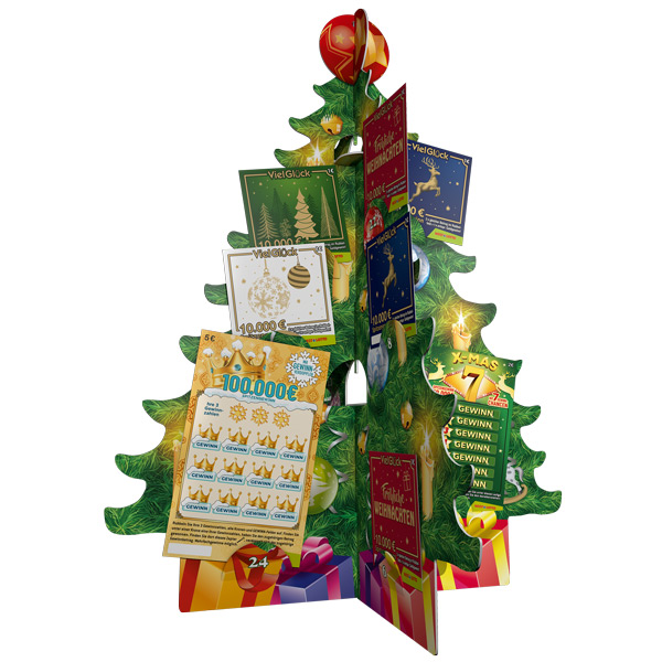 WestLotto Adventskalender 3D-Weihnachtsbaum bestückt mit WestLotto-RubbelLosen