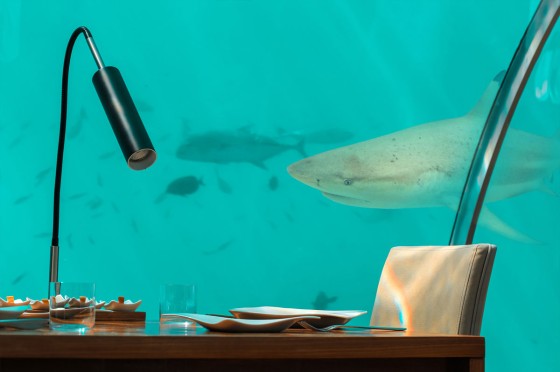 Tisch in einem Unterwasserrestaurant auf den Malediven | Eurojackpot-Gewinnspiel Traumurlaub