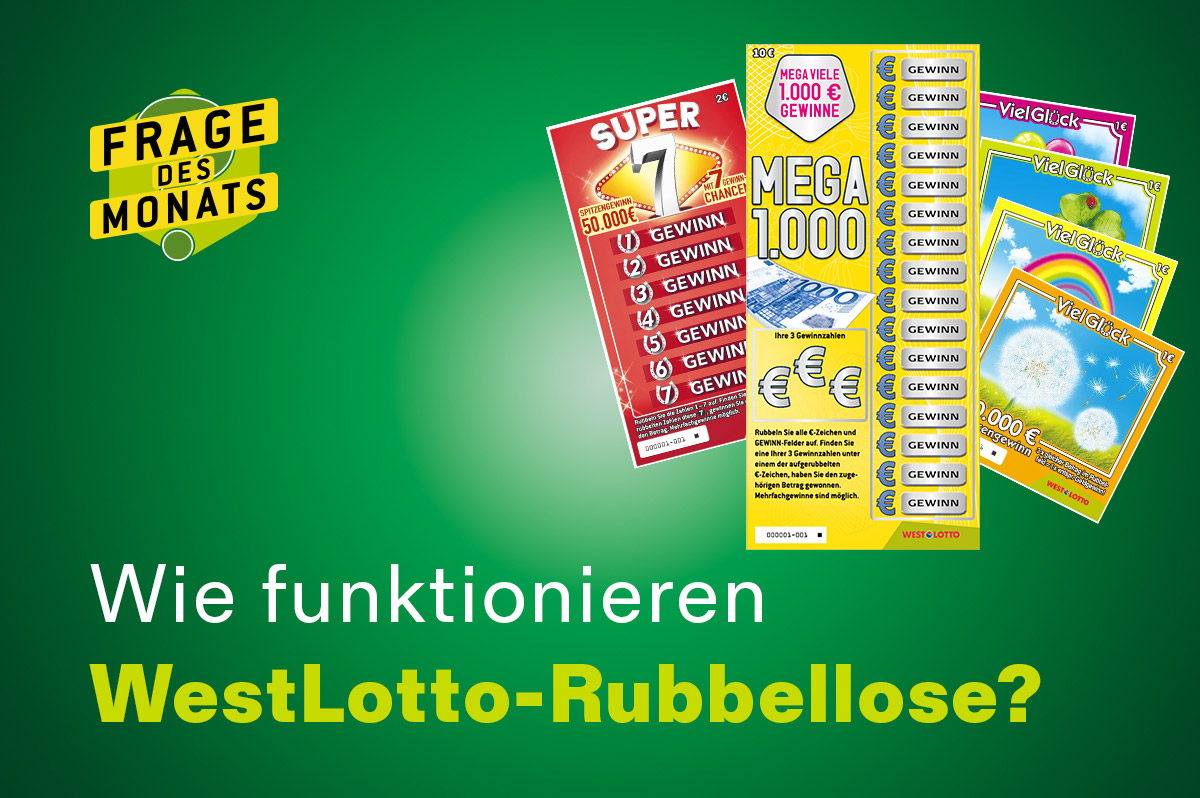 Mehrere WestLotto-Rubbellose auf grünem Hintergrund