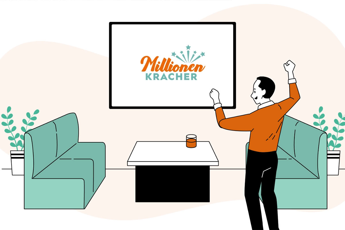 Grafik mit Logo zum Erklaervideo des MillionenKrachers - WestLotto