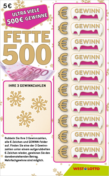Spielschein Rubbellos Fette 500 Winter