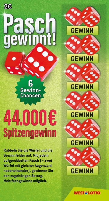 Spielschein Pasch gewinnt