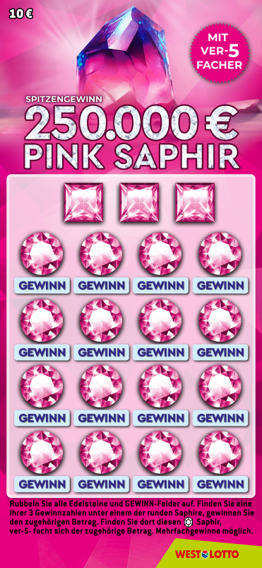 Spielschein Rubbellos Pink Saphir